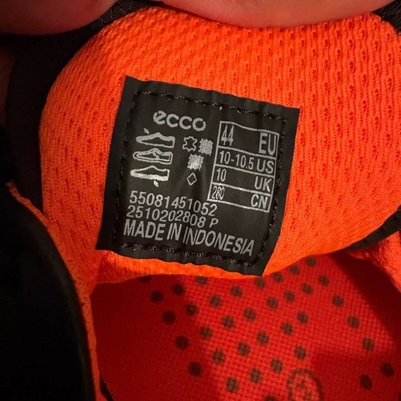 Ecco Black and Orange Men's Shoes - Picture 5 of 6